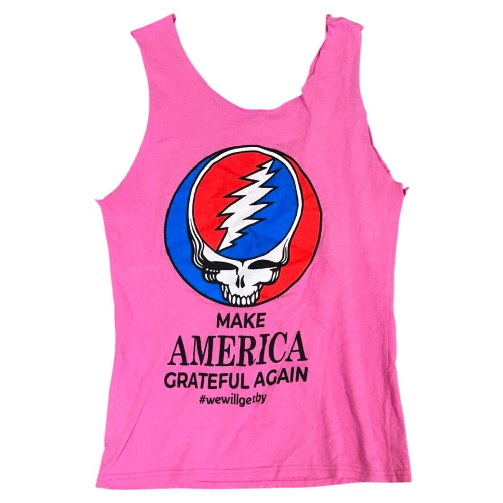 Grateful Dead Make America Grateful Again Pink Tank Top Steal Your Face DIY RD